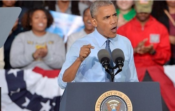 Tổng thống Mỹ Barack Obama trong buổi mít tinh tối 11/10.
