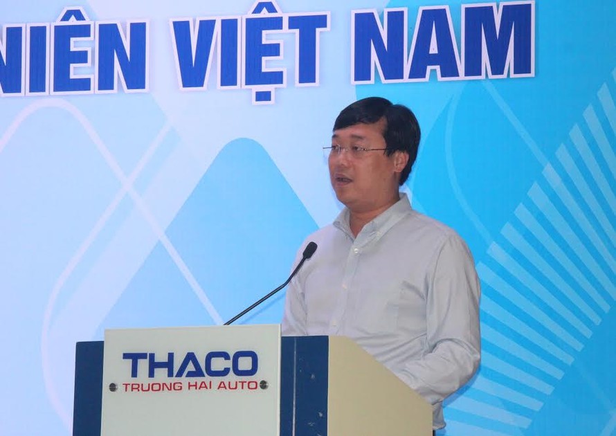 Anh Lê Quốc Phong – Bí thư thứ nhất Trung ương Đoàn TNCS HCM phát biểu tại hội nghị. Ảnh H. Văn