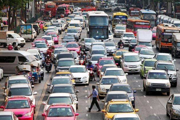 Tình trạng kẹt xe trầm trọng ở Thái Lan.