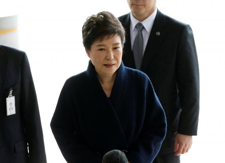 Cựu Tổng thống Park tại văn phòng công tố viên Seoul ngày 21/3 vừa qua.