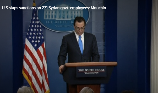 Bộ trưởng Tài chính Mỹ Steven Mnuchin họp báo ngày 24/5 về Syria.