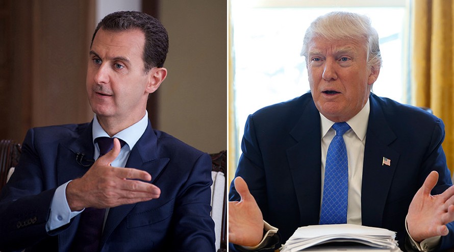 Tổng thống Syria Bashar al-Assad (trái) và Tổng thống Mỹ Donald Trump.