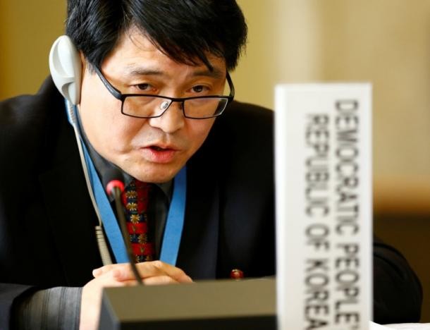 Tham tán Phái đoàn Triều Tiên Ju Yong Choi tham gia hội nghị của Liên Hợp Quốc. Ảnh: Reuters