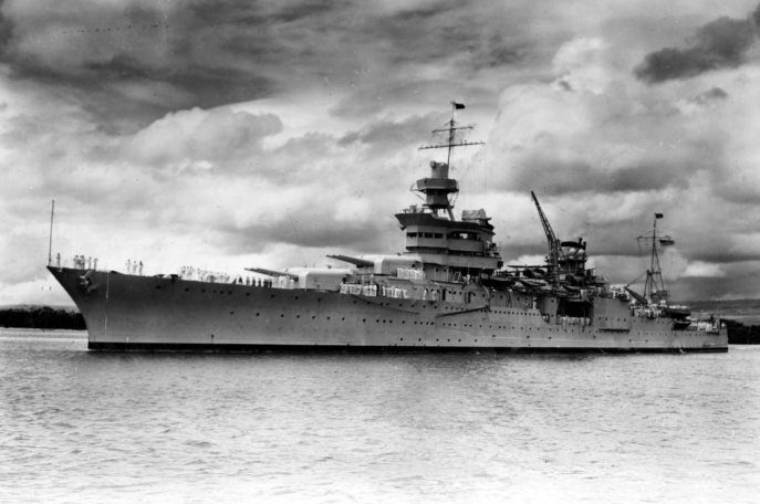 Tàu tuần dương USS Indianapolis (CA-35) của Mỹ bị ngư lôi của tàu ngầm Nhật Bản đánh chìm cách đây 70 năm. Ảnh: Hải quân Mỹ