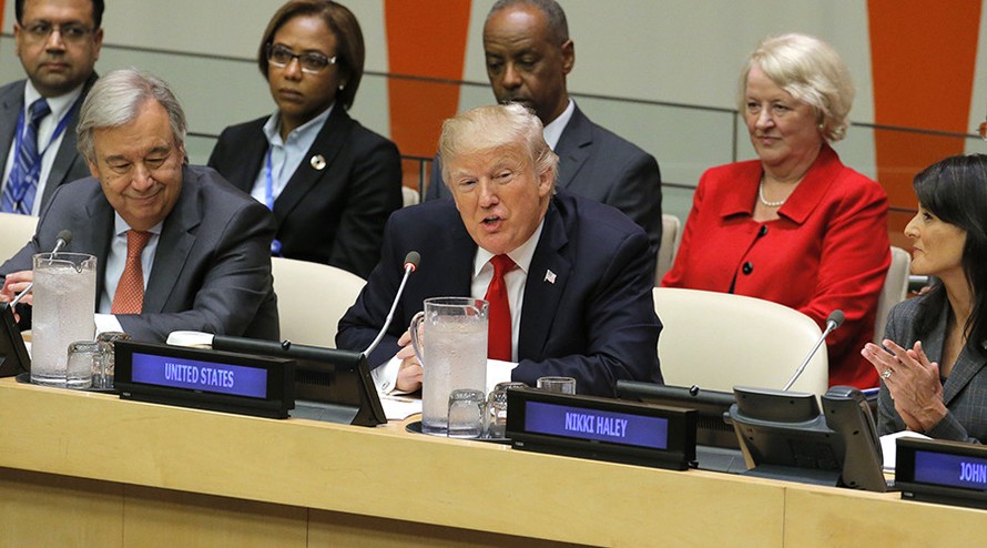 Tổng thống Mỹ Donald Trump phát biểu tại cuộc họp Đại Hội đồng Liên hợp quốc hôm 18/9. Ảnh: Reuters