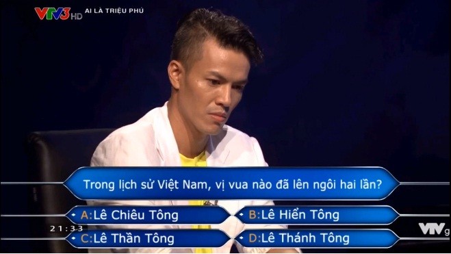Người chơi Nguyễn Hữu Lợi trong câu hỏi quyết định số 13.