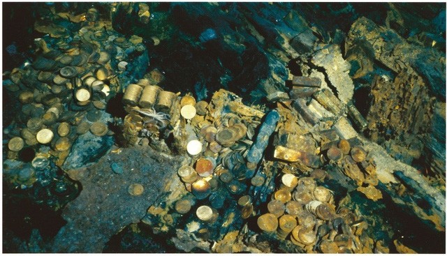 Những đồng tiền vàng của con tàu S.S. Central America được tìm thấy dưới đáy biển. (Nguồn: pcgs.com)