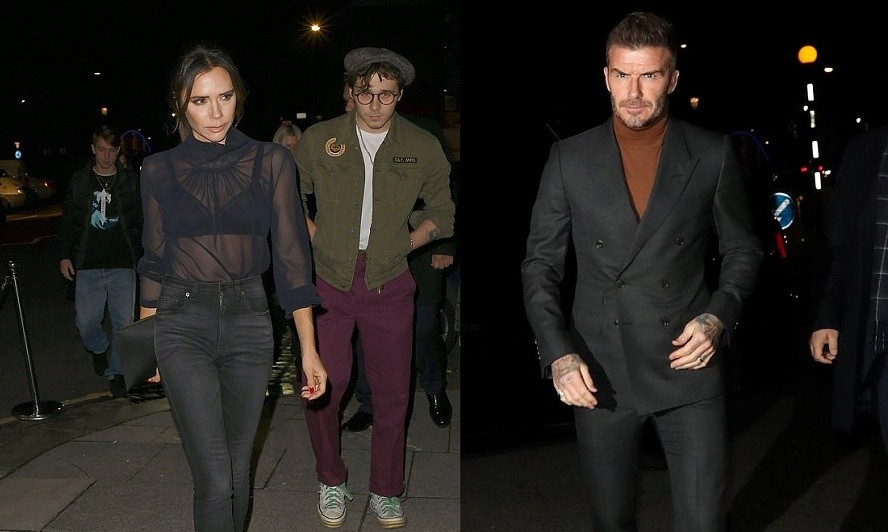 Tối 3/12, vợ chồng Beckham và con trai cả Brooklyn dự bữa tiệc Haig Club House Party ở London, cùng với nhiều người nổi tiếng khác.