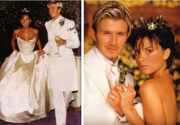 David và Victoria Beckham trong đám cưới vào ngày 4/7/1999.