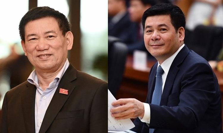 Bộ trưởng Bộ Tài chính Hồ Đức Phớc (trái) và Bộ trưởng Bộ Công Thương Nguyễn Hồng Diên.