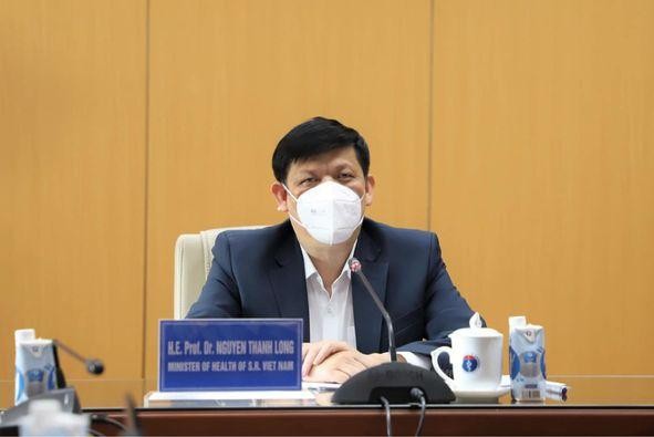 Bộ trưởng Bộ Y tế Nguyễn Thanh Long tại buổi điện đàm với Bộ trưởng Mã Hiểu Vỹ, Chủ nhiệm Uỷ ban Y tế Quốc gia Trung Quốc chiều 9/9.