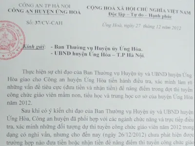 Chưa phát hiện đưa, nhận tiền vụ tiêu cực thi công chức
