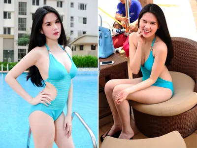 Ngọc Trinh lại nóng bỏng với bikini bên hồ bơi