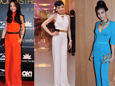 Sao khoe chân dài miên man với jumpsuit suông