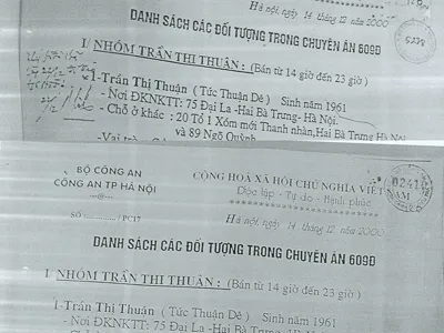 Bản danh sách 20 đối tượng có bút phê (trên) và không có bút phê (dưới)