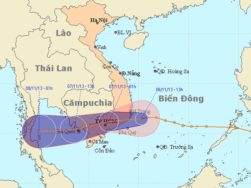 Áp thấp nhiệt đới tiến sát bờ biển từ Khánh Hòa đến Vũng Tàu