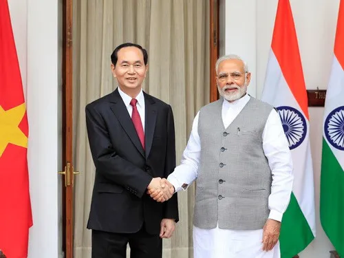 Chủ tịch nước Trần Đại Quang hội đàm với Thủ tướng Ấn Độ Narendra Modi. Ảnh: TTXVN.