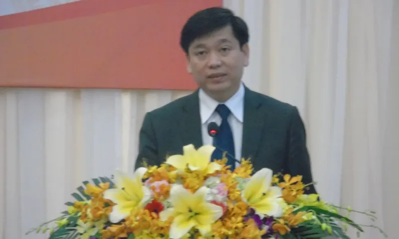 Đồng chí Nguyễn Long Hải, Bí thư Trung ương Đoàn TNCS Hồ Chí Minh phát biểu khai mạc hội nghị. Ảnh Xuân Ân.