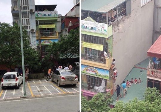 Nhiều học sinh mầm non được cứu ra ngoài.