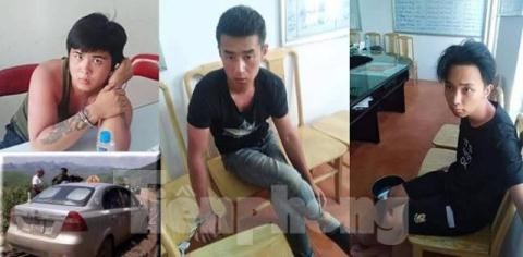 Ba nghi phạm điều khiển xe taxi biển 12 chạy về hướng Sơn La, ý định trốn sang Lào .Ảnh: TL