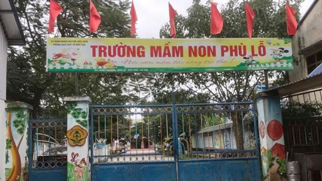 Trường mầm non Phù Lỗ, nơi để xảy ra sự việc đáng tiếc