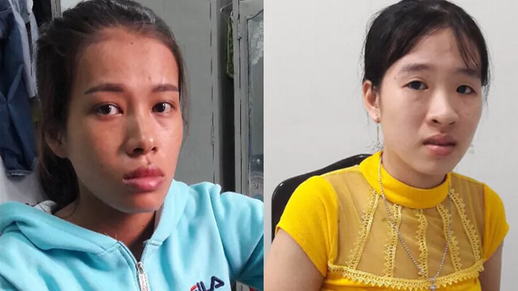 Nguyễn Thị Đào và Phạm Như Quỳnh ra cơ quan công an trình diện. Ảnh: Cơ quan công an cung cấp