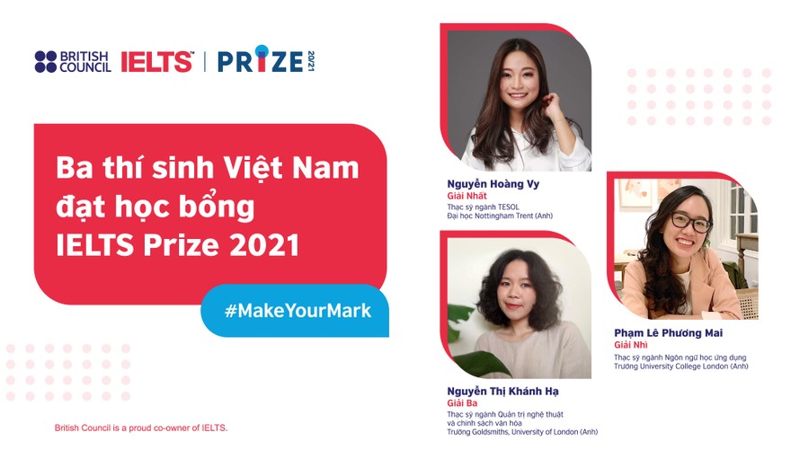 Ba đại diện xuất sắc của Việt Nam nhận học bổng IELTS Prize