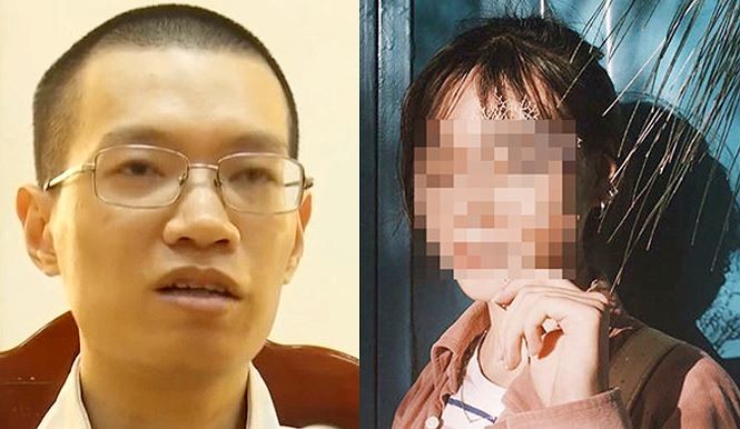 Nguyễn Anh Tú tại cơ quan điều tra (ảnh chụp màn hình) và nạn nhân