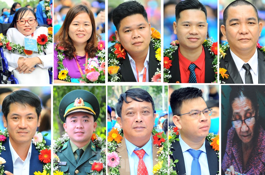 Chân dung 10 cá nhân đạt giải thưởng Tình nguyện Quốc gia 2020. Ảnh: Xuân Tùng