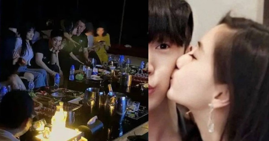 Huỳnh Hiểu Minh cùng 10 mỹ nữ vui vẻ trong bar, Angelababy thoải mái hôn trai lạ 