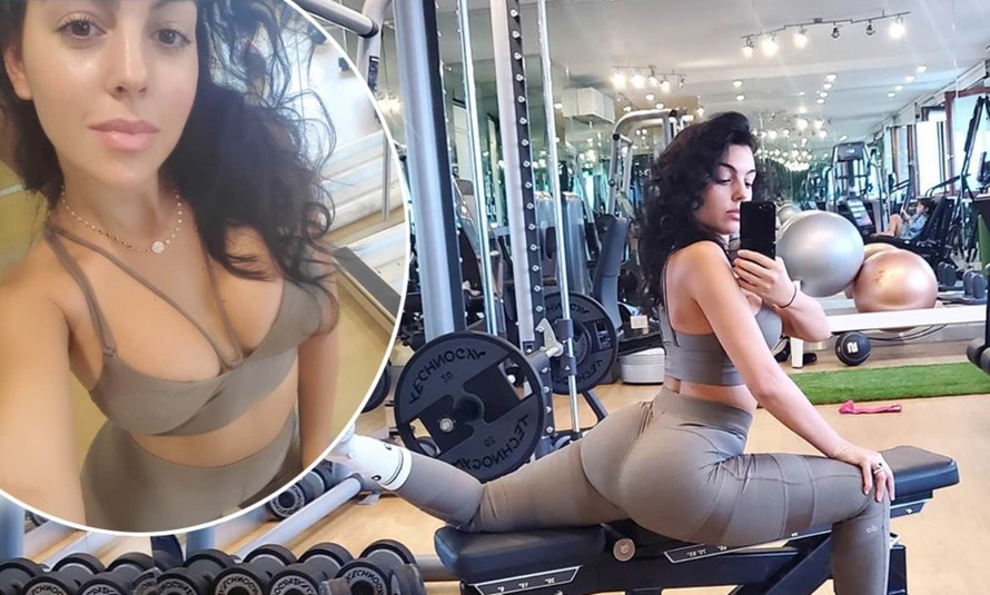 Bạn gái Cristiano Ronaldo khoe dáng 'bốc lửa' trong phòng tập