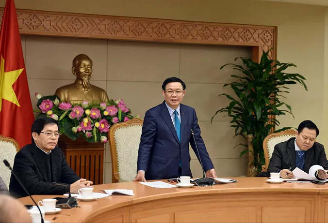 Phó Thủ tướng Vương Đình Huệ chủ trì cuộc họp của Ban Chỉ đạo sắp xếp, CPH doanh nghiệp. Ảnh: N.B
