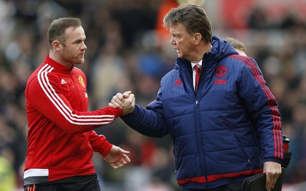 Wayne Rooney và HLV Van Gaal khi còn ở M.U