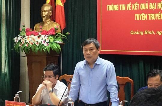 Ông Vũ Đại Thắng, Bí thư Tỉnh uỷ Quảng Bình phát biểu tại buổi gặp mặt báo chí sắng 27/8