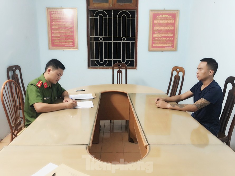 Đối tượng Nguyễn Trọng Thế tại cơ quan Công an huyện Yên Dũng ( Công an tỉnh Bắc Giang)