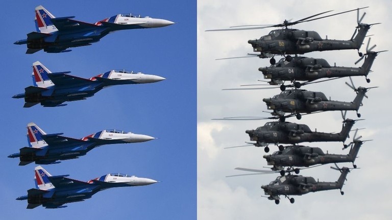 Đội Hiệp sĩ Nga (trái) và đội Đại bàng vàng (phải). Ảnh: Sputnik