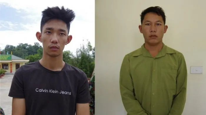 Phùng Thế Anh và Vàng Seo Xóa tại cơ quan chức năng sau khi bị bắt giữ.