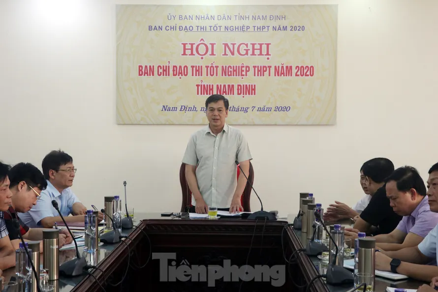 Ban Chỉ đạo kỳ thi tốt ngiệp PTTH Nam Định triển khai các hoạt động chuẩn bị cho kỳ thi - Ảnh: Hoàng Long