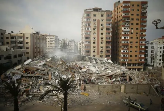 Cảnh đổ nát ở dải Gaza hôm 24/8 sau cuộc không kích của Israel