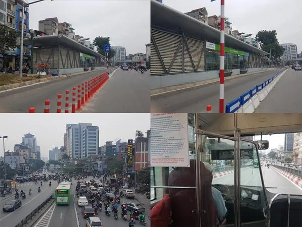 Xe buýt nhanh trong những ngày đầu lắp dải phân cách cứng