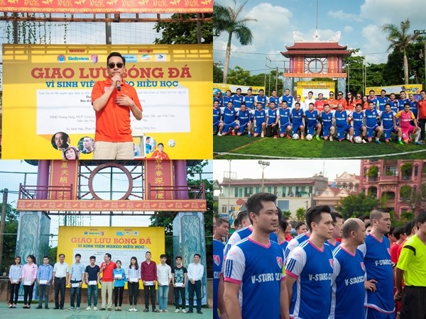 Đội bóng "tập đoàn Phan Thị" thi đấu hết mình trong trận bóng đá gây quỹ từ thiện