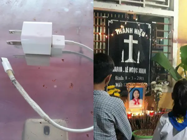 Sạc điện thoại bằng dây sạc hỏng chân cắm, nữ sinh lớp 9 tử vong