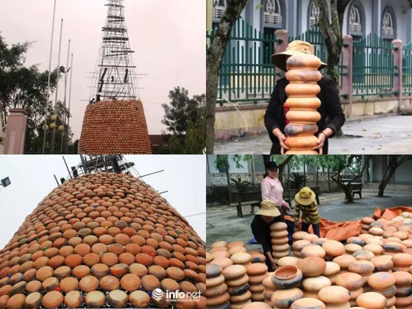 Độc đáo "cây thông" Noel được làm bằng hàng nghìn chiếc nồi đất