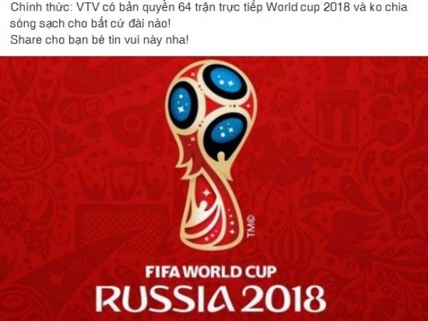 Thực hư thông tin VTV chính thức mua bản quyền World Cup 2018 gây xôn xao