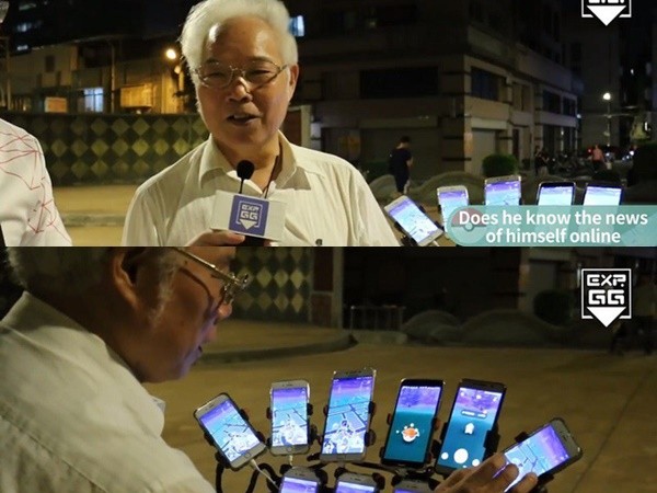 Tay chơi 70 tuổi gắn 9 điện thoại thông minh vào xe đạp đi bắt Pokemon