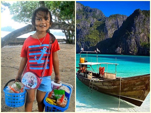 Bé gái 5 tuổi nói 4 thứ tiếng bán đồ ăn cho khách nước ngoài trên bãi biển