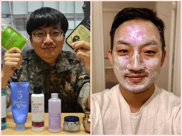 Binh sĩ Hàn Quốc chăm đắp mặt nạ, dùng kem dưỡng da
