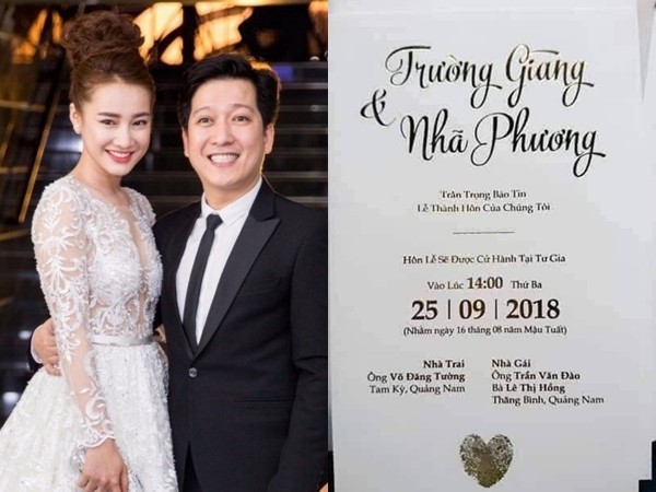 Trước thềm hôn lễ, tấm thiệp cưới trang nhã của Trường Giang - Nhã Phương đã lộ diện