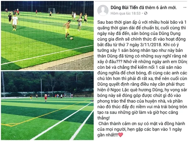 Hai anh em thủ môn Bùi Tiến Dũng cùng nhau xây sân bóng "xịn" tại quê nhà