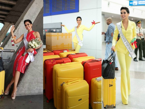 Choáng với khối lượng vali đồ sộ H’Hen Niê mang theo khi đi thi Miss Universe 2018